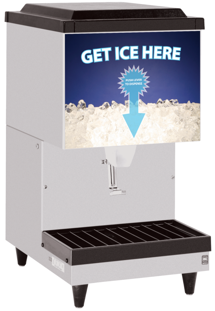 D45 Ice Dispenser, Stainless Steel Exterior, Lever Activation